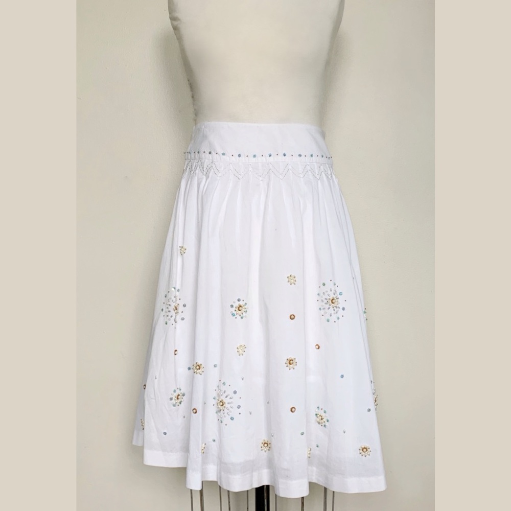 Sequin Embellished Cotton Midi Skirt